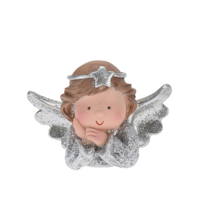 Anjo Decorativo Resina Prateado 6CM